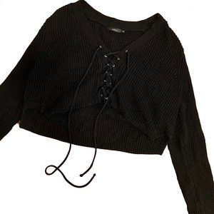 Millau Lace-Up Cropped Pullover Sweater - image 1